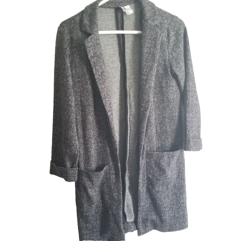 Divided H&M Cardigan Women Size 6 Black Open Front Sweater Norm Core Dark